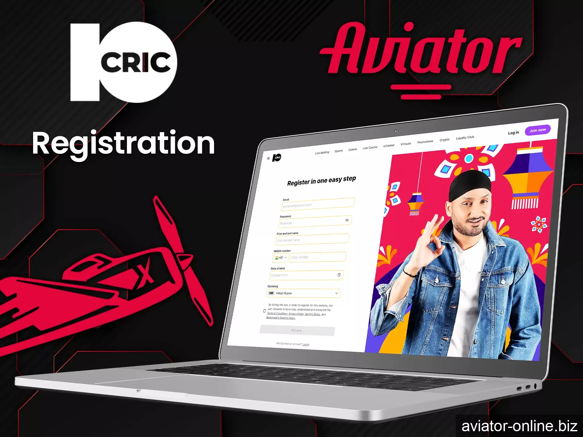 Registration at 10CRIC Aviator takes only a couple of minutes.