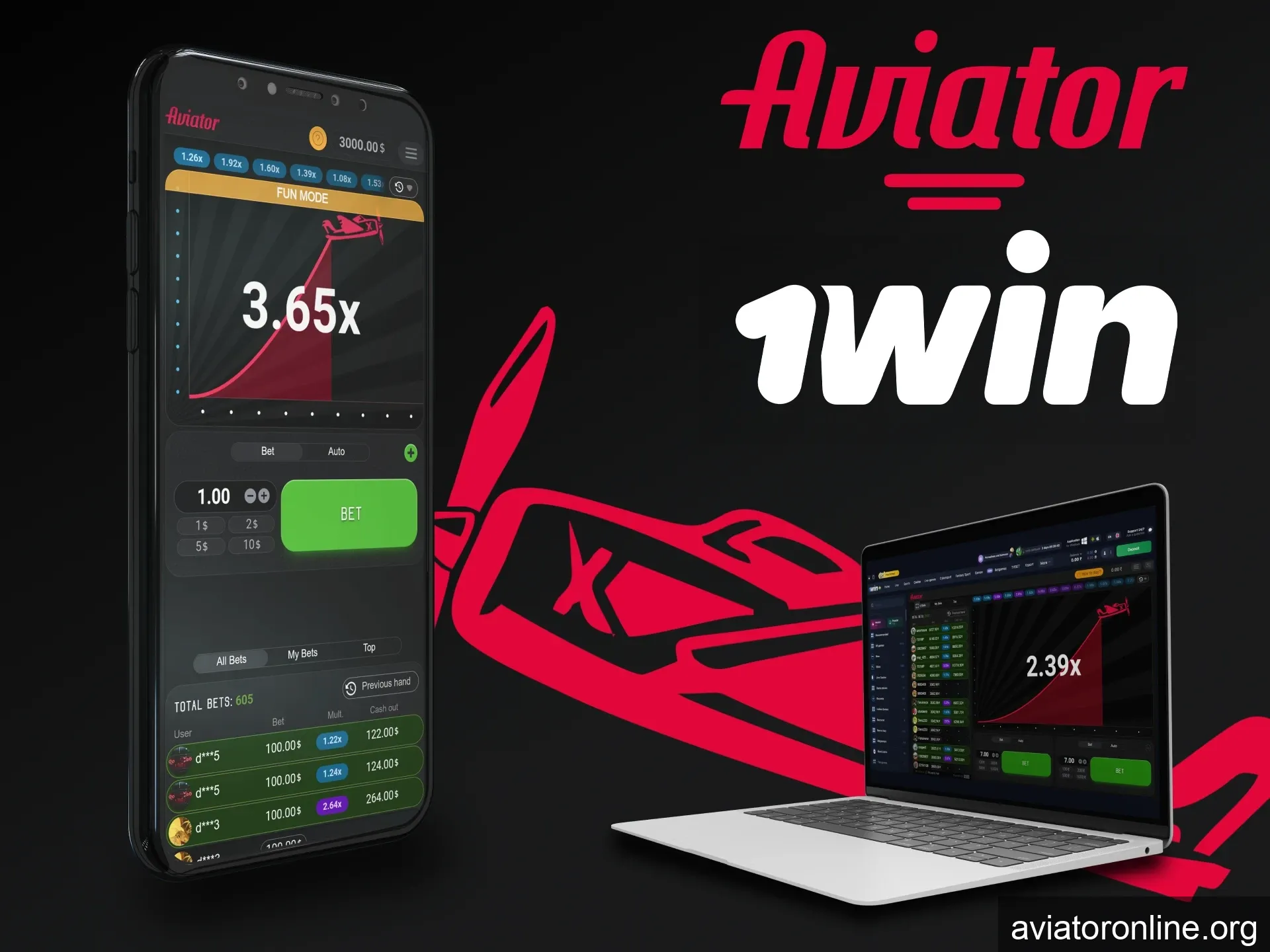 There are several ways to play Aviator by 1win.