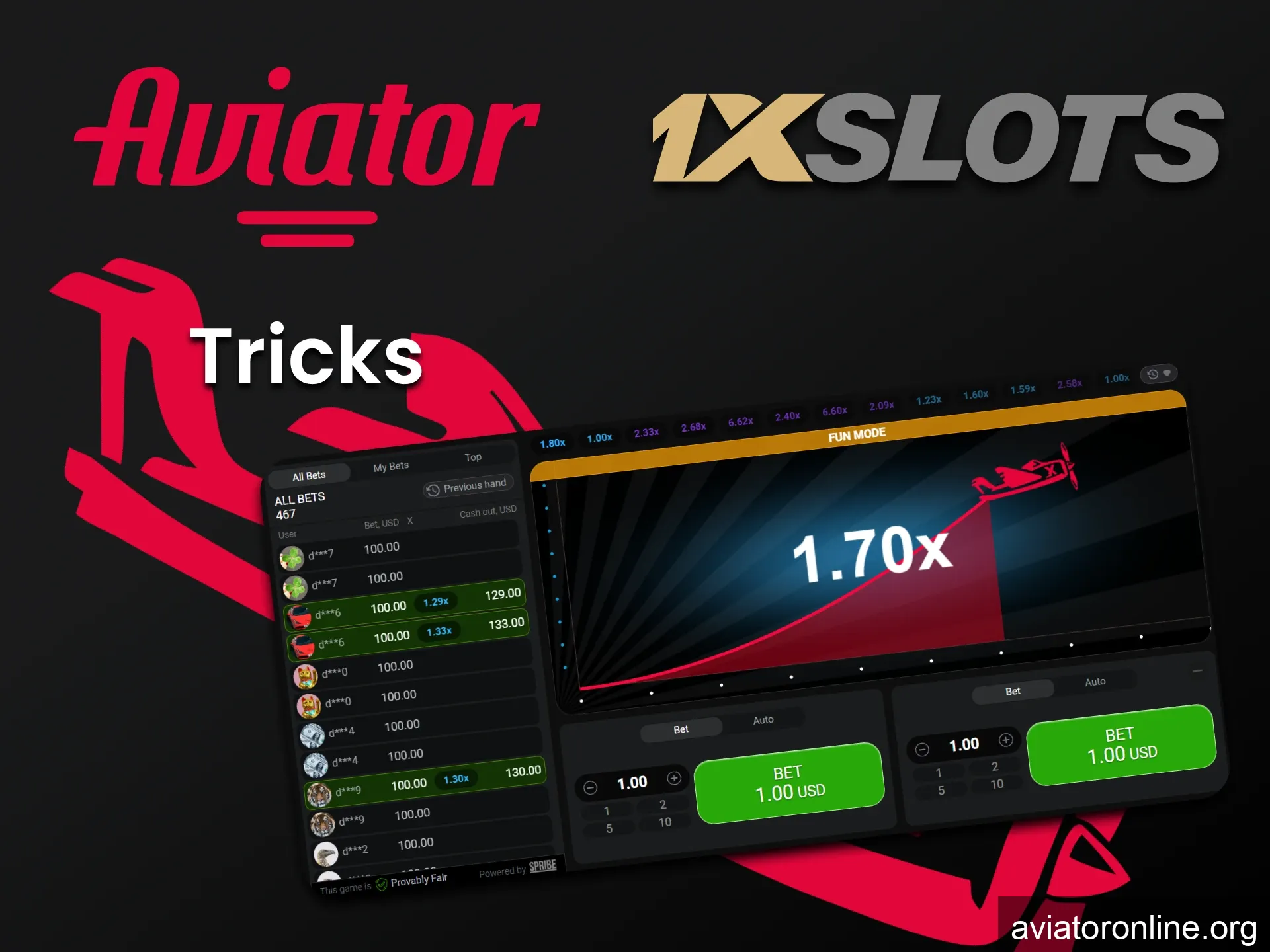We will tell you about tricks for Aviator at 1xslots.