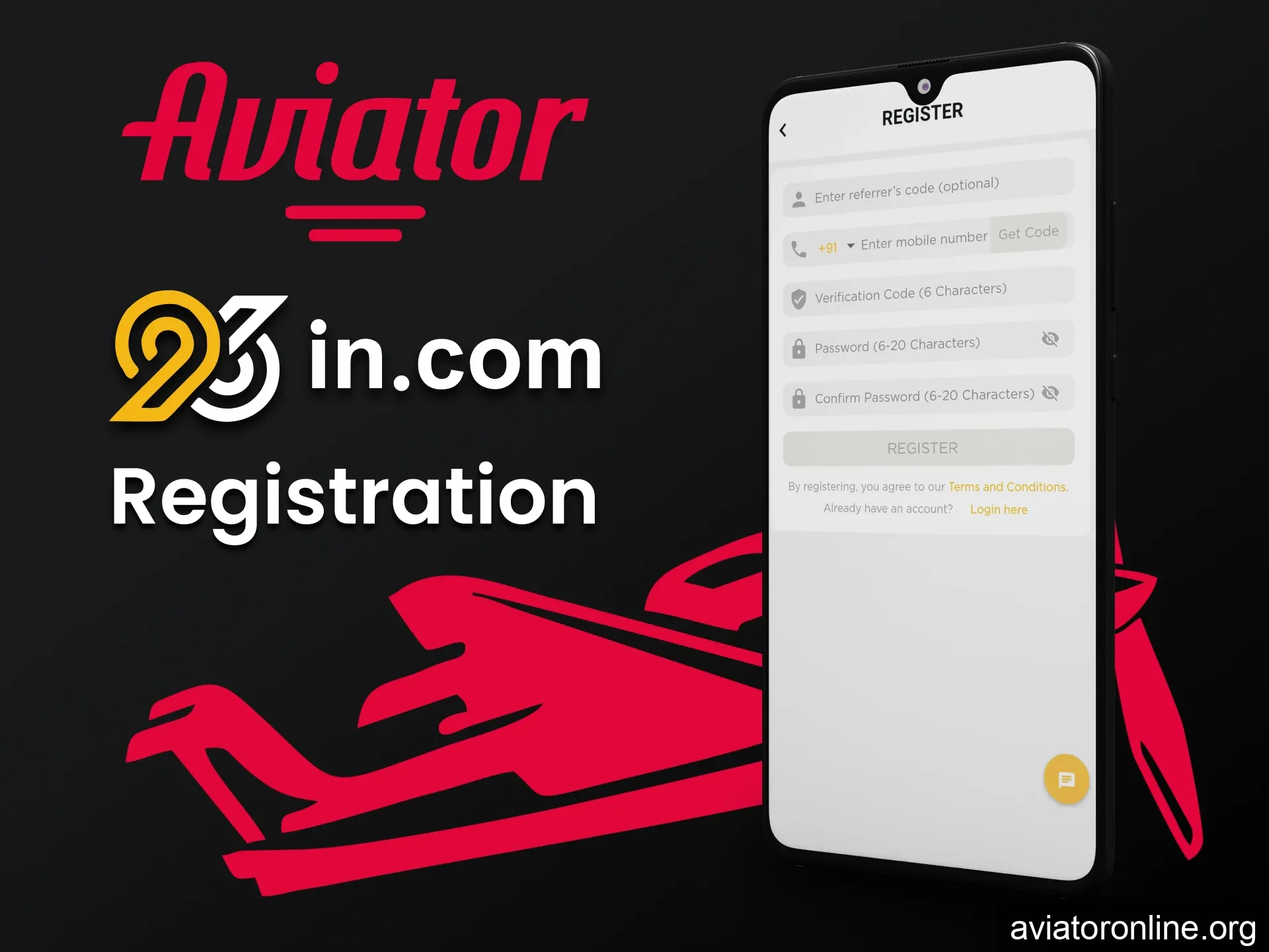 Register a personal account in the 96in app to play Aviator.