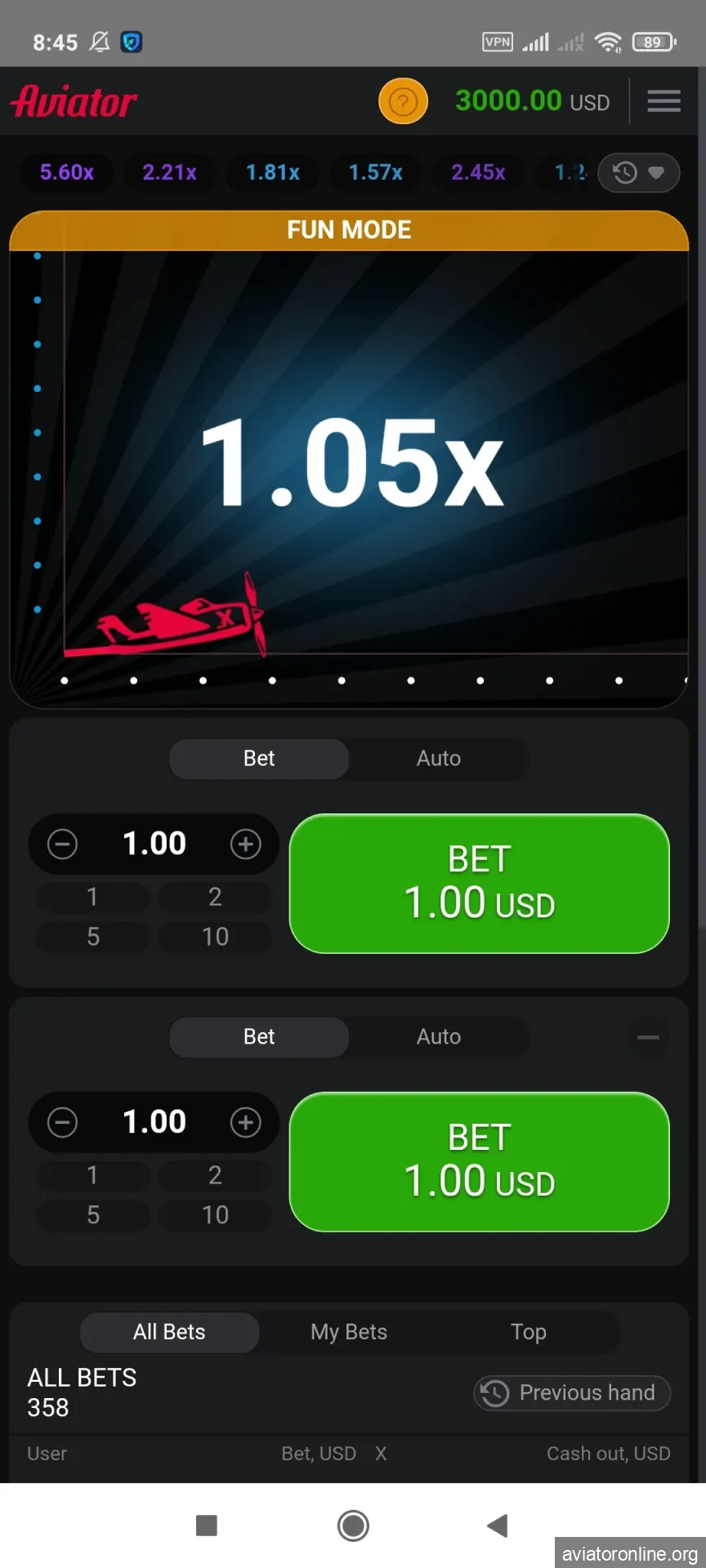 Visit the 96in App Aviator page.