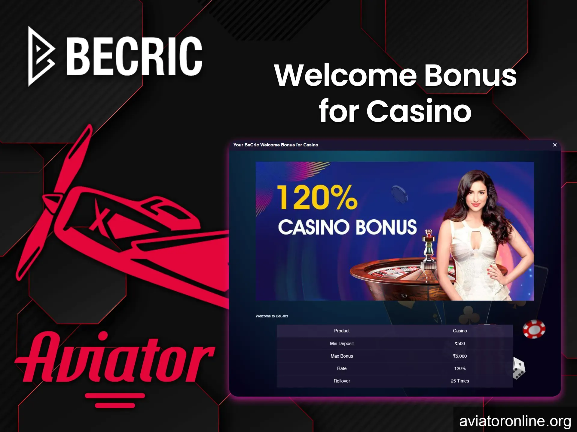 Get a welcome bonus from Becric for signing up to play Aviator.