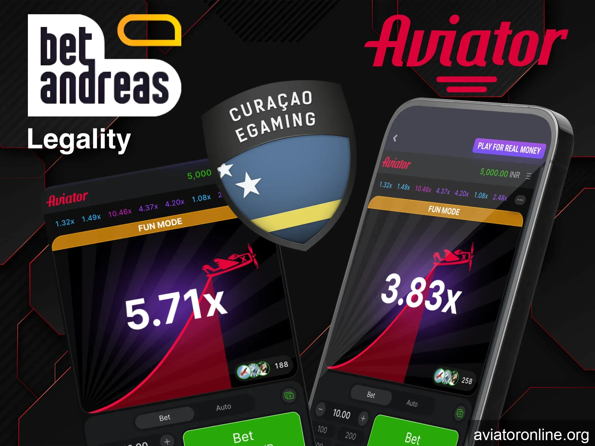 BetAndreas Aviator is legal and licensed in Curacao.