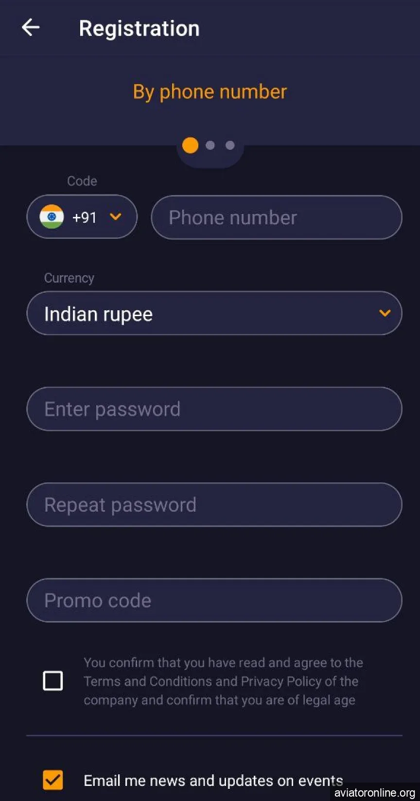Register for the JV Slot application for iOS.