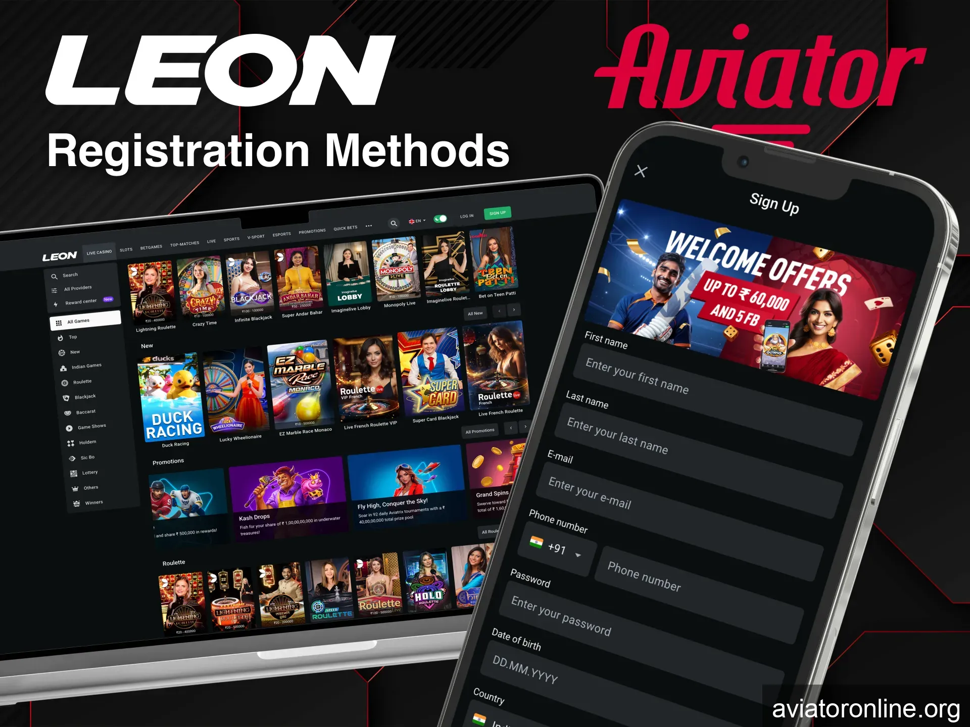 Register with Leon using phone or email in under a minute.