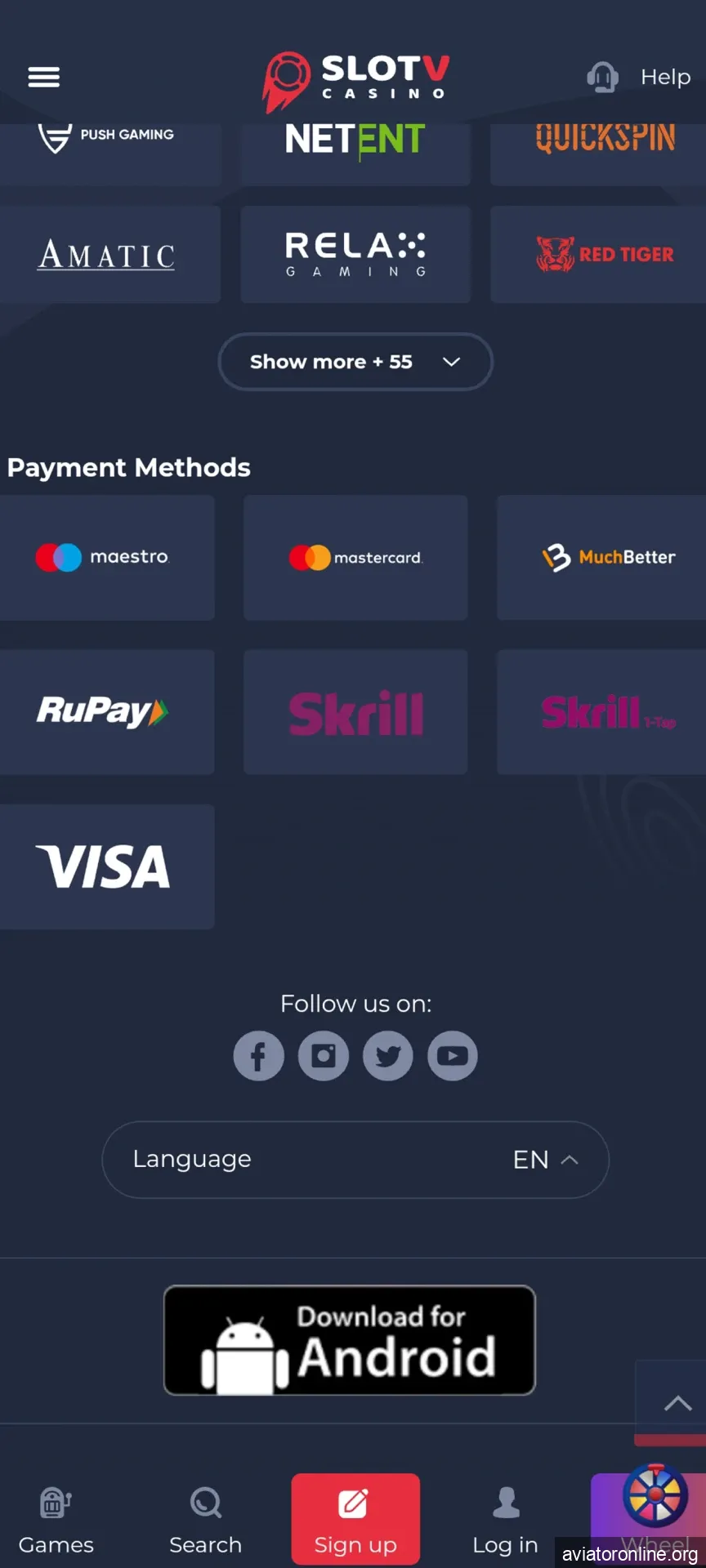 Find the SlotV app for Android.