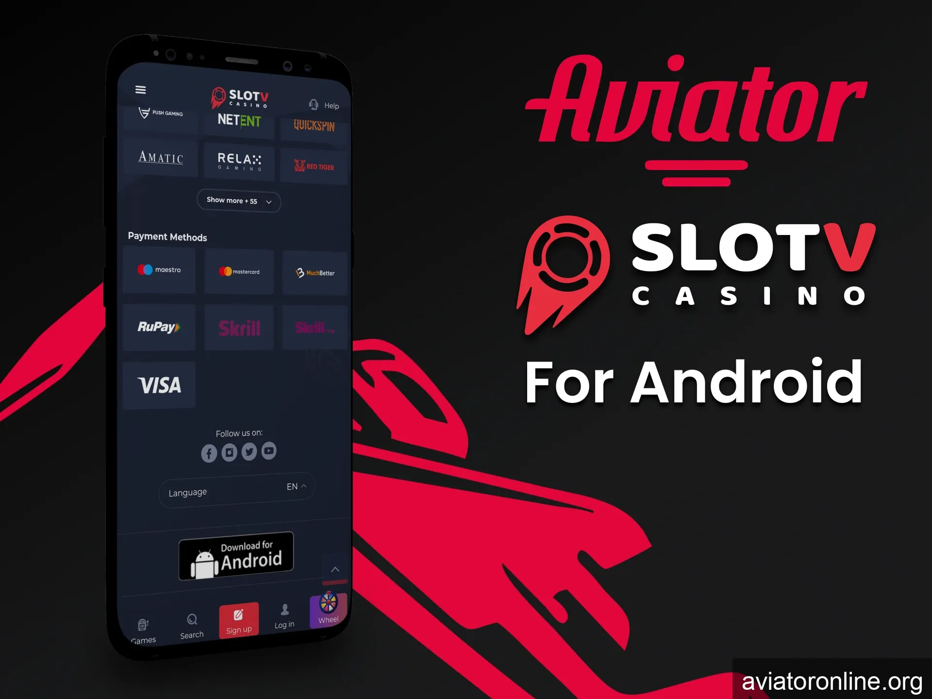 Install the SlotV app on Android to play Aviator.