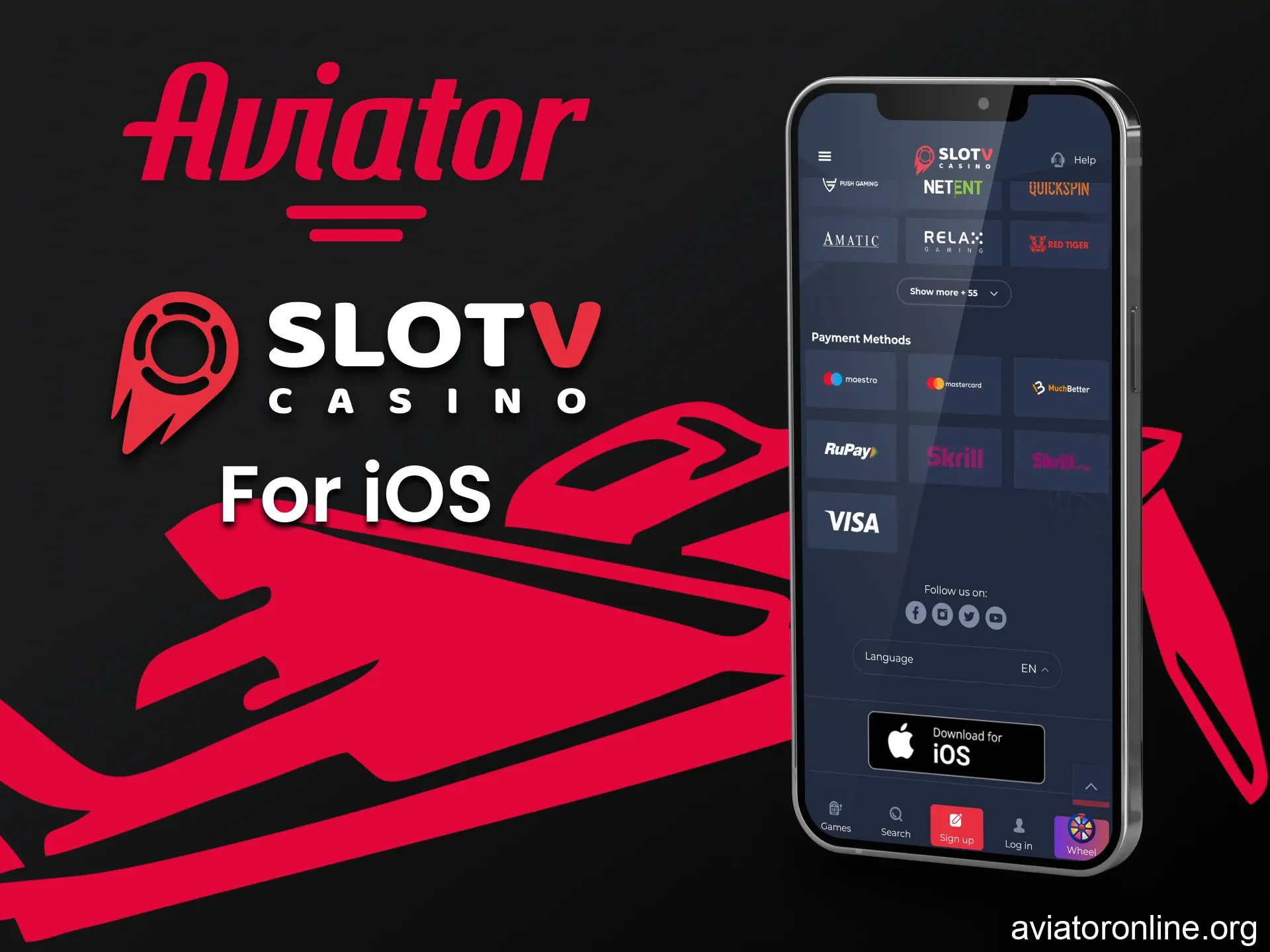 Install the SlotV app on iOS to play Aviator.
